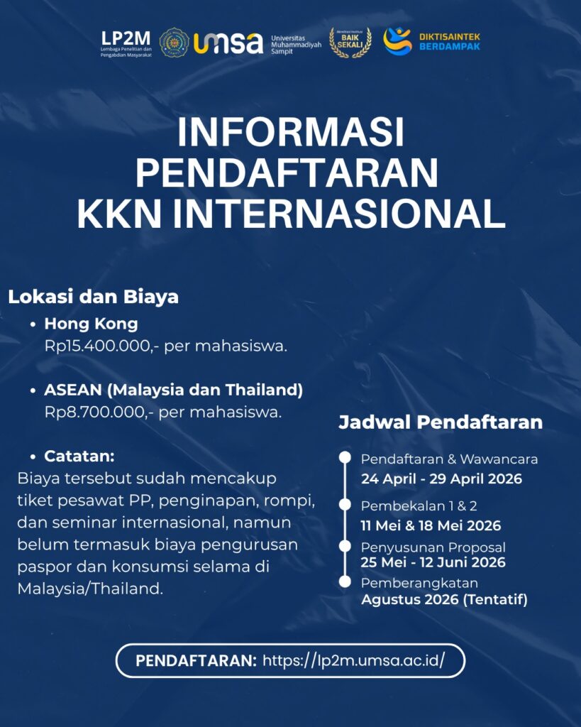 📢 PENGUMUMAN PROGRAM KKN UNIVERSITAS MUHAMMADIYAH SAMPIT TAHUN 2026